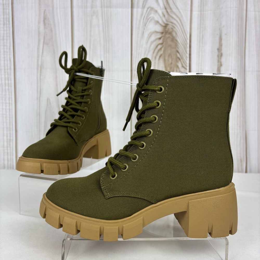 Universal Thread Platform Boots Combat Chunky Ankle Boot Olive Green Size 6.5